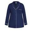 【送料無料】 アベニュー レディース ナイトウェア アンダーウェア Women's Hacci Button Plain Top - navy Navy