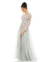 【送料無料】 マックダガル レディース ワンピース トップス Women's Embroidered Illusion High Neck Long Sleeve A Line Gown Open Miscellaneous