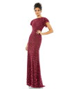 【送料無料】 マックダガル レディース ワンピース トップス Women's High Neck Flutter Cap Sleeve Gown Raspber...