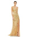 【送料無料】 マックダガル レディース ワンピース トップス Women's Beaded Floral Sleeveless Gown Gold