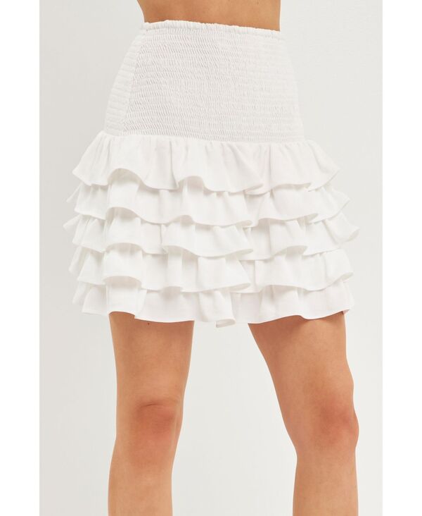 yz GhX[Y fB[X XJ[g {gX Women's Tiered Ruffle Mini Skirt Off white