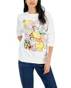 【送料無料】 ディズニー レディース シャツ トップス Juniors 039 Winnie The Pooh Floral Graphic Print Sweatshirt White