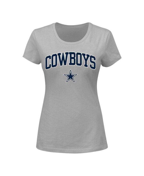 yz t@ieBNX fB[X TVc gbvX Women's Gray Dallas Cowboys Plus Size Arch Over Logo T-shirt Gray