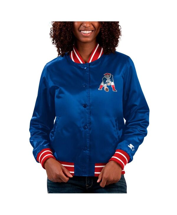 【送料無料】 スターター レディース ジャケット・ブルゾン アウター Women's Navy New England Patriots Full Count Satin Full-Snap Varsity Jacket Navy