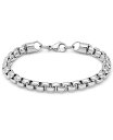 yz XeB[^C Y uXbgEoOEANbg ANZT[ Men's Stainless Steel Thick Round Box Link Bracelet Silver