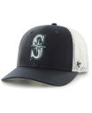 yz 47uh Y Xq ANZT[ Men's Navy White Seattle Mariners Primary Logo Trucker Snapback Hat Navy White