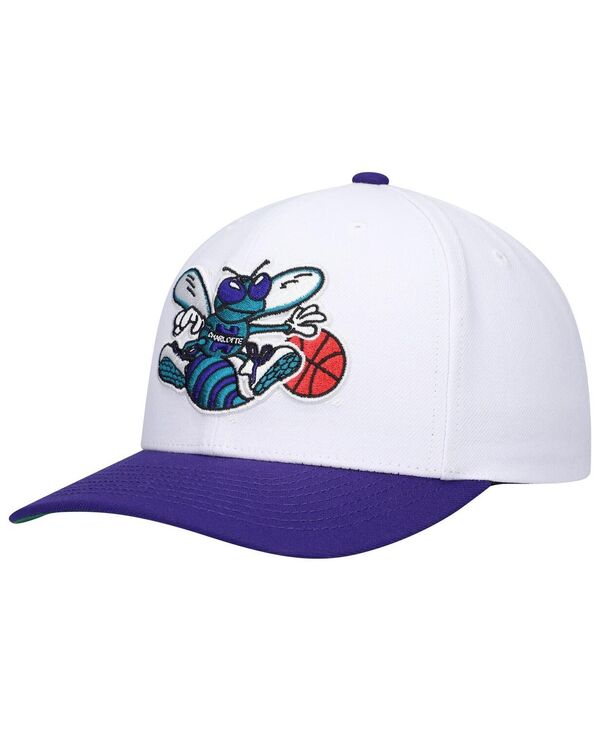 ミッチェル＆ネス 【送料無料】 ミッチェル&ネス メンズ 帽子 アクセサリー Men's White Purple Charlotte Hornets Hardwood Classics Core 2-Tone 2.0 Pro Snapback Hat White Purple