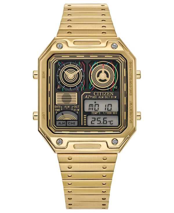 【送料無料】 シチズン メンズ 腕時計 アクセサリー Men s Star Wars C-3PO Ana-Digi Gold-Tone Stainless Steel Bracelet Watch 33mm Gold-tone