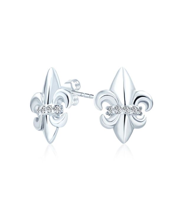 【送料無料】 ブリング メンズ ピアス・イヤリング アクセサリー Spiritual Ancient Symbol Lily Flower Fleur De Lis Pave CZ Accent Fleur De Lis Stud Earrings For Women Men Lightweight CZ Accent .925 Sterling Silver Clear