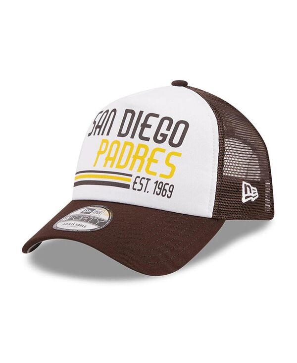 【送料無料】 ニューエラ メンズ 帽子 アクセサリー Men's White Brown San Diego Padres Stacked A-Frame Trucker 9FORTY Adjustable Hat White Brown