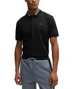 ヒューゴ・ボス ポロシャツ メンズ 【送料無料】 ヒューゴボス メンズ ポロシャツ トップス Men's 3D-Stripe Collar Regular-Fit Polo Shirt Black