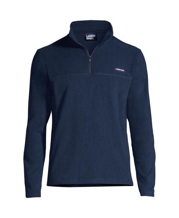 【送料無料】 ランズエンド メンズ ジャケット・ブルゾン アウター Men's Fleece Quarter Zip Pullover Jacket Radiant navy