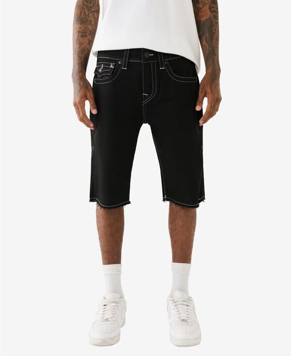 【送料無料】 トゥルーレリジョン メンズ ハーフパンツ・ショーツ ボトムス Men's Ricky Flap Fray Hem Shorts Black Rinse