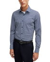 【送料無料】 ヒューゴボス メンズ シャツ トップス Men 039 s Printed Performance-Stretch Slim-Fit Shirt Navy