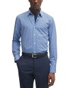 【送料無料】 ヒューゴボス メンズ シャツ トップス Men 039 s Printed Performance-Stretch Slim-Fit Shirt Navy