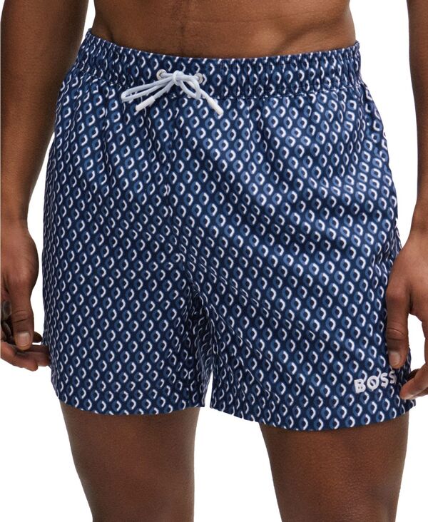 【送料無料】 ヒューゴボス メンズ ハーフパンツ・ショーツ 水着 Men's Micro-Print Quick-Drying Swim Shorts Navy