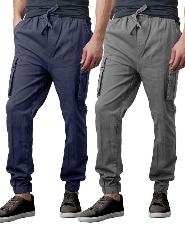 【送料無料】 ギャラクシーバイハルビック メンズ カジュアルパンツ ボトムス Men 039 s Slim Fit Stretch Cargo Jogger Pants Pack of 2 Navy Gray