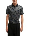 ヒューゴ・ボス ポロシャツ メンズ 【送料無料】 ヒューゴボス メンズ ポロシャツ トップス Men's Monogram-Jacquard Polo Shirt Black