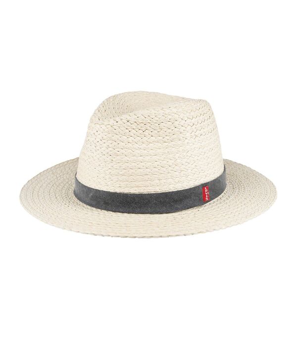 楽天ReVida 楽天市場店【送料無料】 リーバイス メンズ 帽子 アクセサリー Men's Straw Panama Hat with Denim Washed Band Natural Black