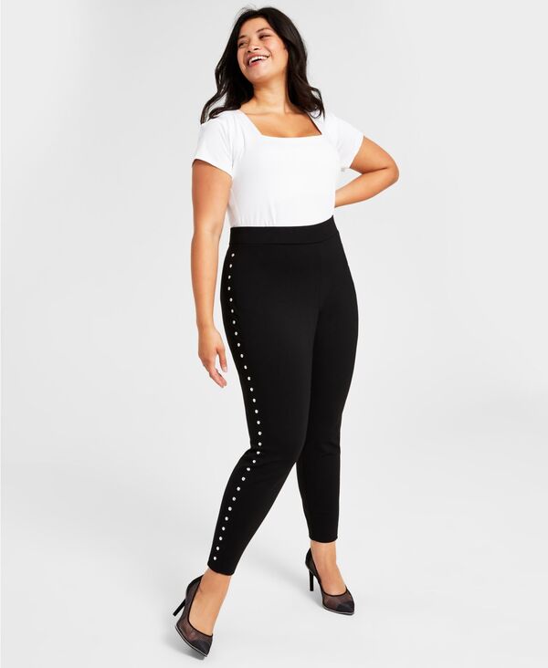 yz o[X[ fB[X MX {gX Plus Size Side-Studded Leggings Deep Black