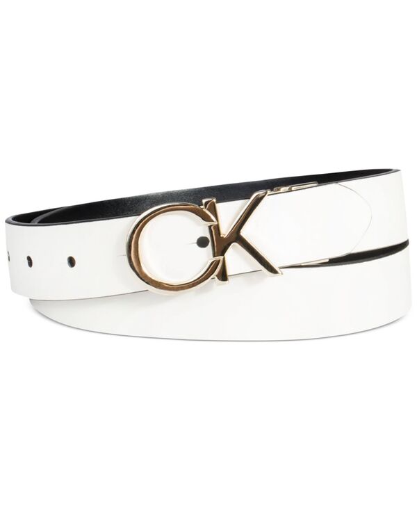 カルバン・クライン ベルト（レディース） 【送料無料】 カルバンクライン レディース ベルト アクセサリー Women's Reversible Monogram Buckle Belt White Black