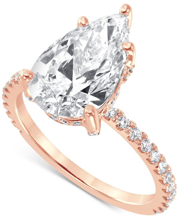  バッジェリーミシュカ レディース リング アクセサリー Lab Grown Certified Diamond Pear Halo Engagement Ring (3-3/8 ct. t.w.) in 14k Gold Rose Gold