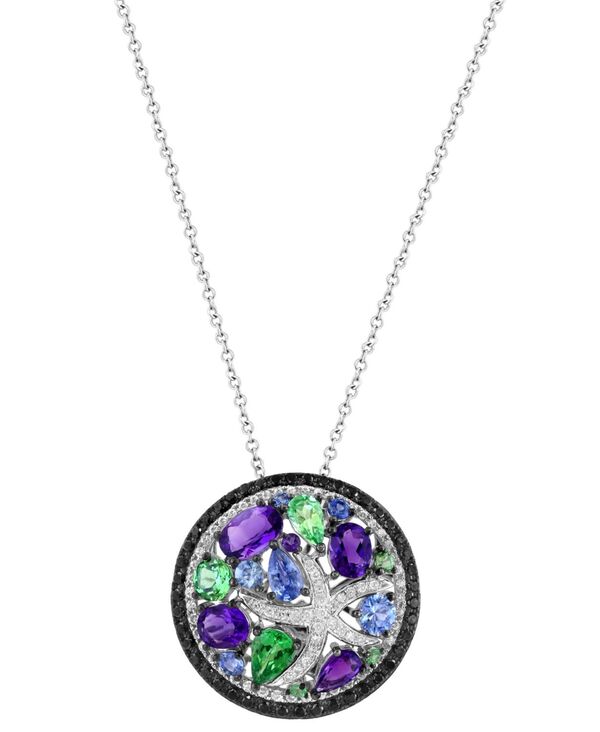 【送料無料】 エフィー レディース ネックレス・チョーカー・ペンダントトップ アクセサリー EFFY&reg; Multi-Gemstone (3-7/8 ct. t.w.) Black Diamond (3/8 ct. t.w.) & White Diamond (1/4 ct. t.w.) Starfish 18