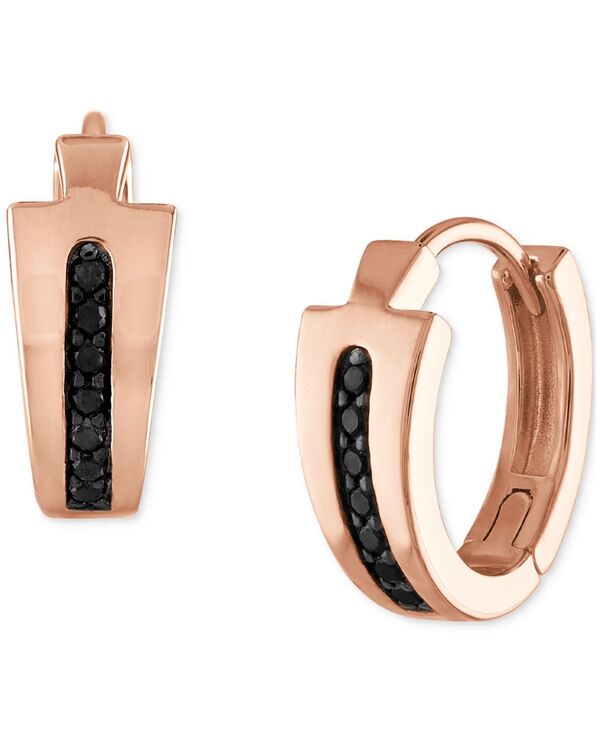 yz uo fB[X sAXECO ANZT[ 14k Rose Gold-Plated Sterling Silver Black Diamond Hoop Earrings 0.5