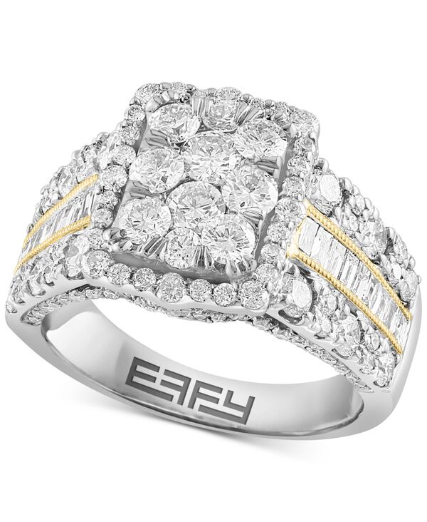 yz GtB[ fB[X O ANZT[ EFFY&reg; Emerald Shaped Halo Cluster Ring (2-1/3 ct. t.w.) in 14k Two-Tone Gold Yellow & White Gold