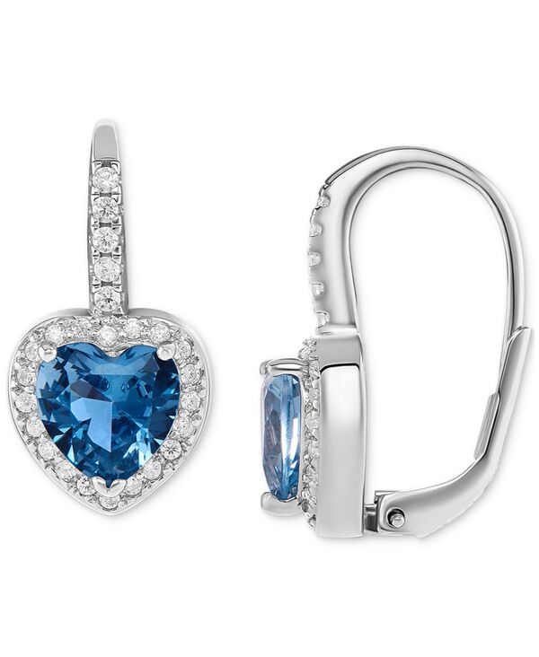 yz W[j xj[j fB[X sAXECO ANZT[ Cubic Zirconia Heart Halo Leverback Earrings in Sterling Silver Blue
