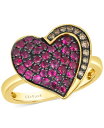 【送料無料】 ル ヴァン レディース リング アクセサリー Godiva x Passion Ruby (3/4 ct. t.w.) Chocolate Diamond (1/10 ct. t.w.) Heart Ring in 14k Gold No Color