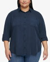 【送料無料】 カルバンクライン レディース シャツ トップス Trendy Plus Size Utility Shirt Space