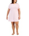 【送料無料】 チャータークラブ レディース ナイトウェア アンダーウェア Plus Size Cotton Ditsy Floral Henley Sleeps...