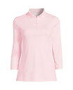 【送料無料】 ランズエンド レディース シャツ トップス Women's Petite Supima Cotton 3/4 Sleeve Polo Shirt Simply pink(4)