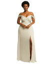 yz hbV[RNV fB[X s[X gbvX Womens Off-the-Shoulder Flounce Sleeve Empire Waist Gown with Front Slit Champagne