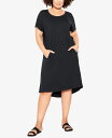 【送料無料】 アベニュー レディース ワンピース トップス Plus Size Hello Sunshine Plain Dress Black