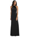 yz At^[VbNX fB[X s[X gbvX Womens High-Neck Open-Back Maxi Dress with Scarf Tie Black