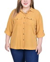 【送料無料】 ニューヨークコレクション レディース シャツ ブラウス トップス Plus Size Long Sleeve Roll Tab Blouse Narcissus(4)