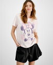 【送料無料】 ディズニー レディース シャツ トップス Juniors' Minnie Mouse Short-Sleeve Graphic T-Shirt Barely Pink