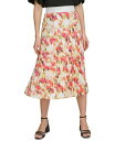 【送料無料】 ダナ キャラン ニューヨーク レディース スカート ボトムス Women's Printed Pleated Pull-On Midi Skirt Ivory/orange Blossom Multi