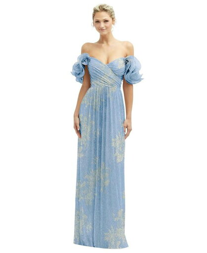 【送料無料】 アフターシックス レディース ワンピース トップス Womens Dramatic Ruffle Edge Convertible Strap Metallic Pleated Maxi Dress with Floral Gold Foil Print Larkspur gold foil 【送料無料】 アフターシックス レディース ワンピース トップス Womens Dramatic Ruffle Edge Convertible Strap Metallic Pleated Maxi Dress with Floral Gold Foil Print Larkspur gold foil