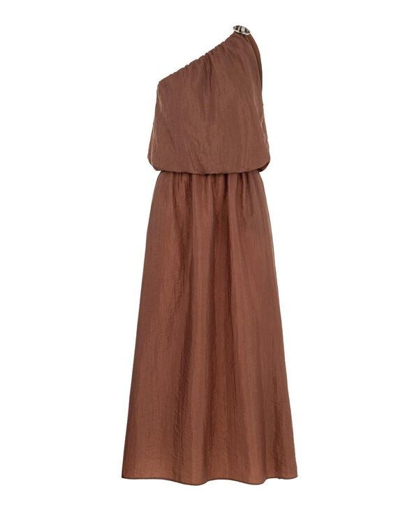 【送料無料】 ノクチューン レディース ワンピース トップス Women's One Shoulder Dress with Accessory Detail Brown