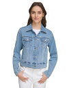 【送料無料】 ダナ キャラン ニューヨーク レディース ジャケット・ブルゾン アウター Women's Foundation Denim Trucker Jacket Medium Wash Denim
