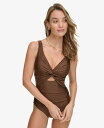 【送料無料】 ダナ キャラン ニューヨーク レディース 上下セット 水着 Women's Shirred Keyhole Detail One-Piece Sw...