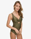 【送料無料】 ダナ キャラン ニューヨーク レディース 上下セット 水着 Women's Shirred Keyhole Detail One-Piece Sw...