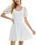 【送料無料】 シティー スタジオ レディース ワンピース トップス Juniors' Embellished Puff-Sleeve Fit & Flare Dress Ivory