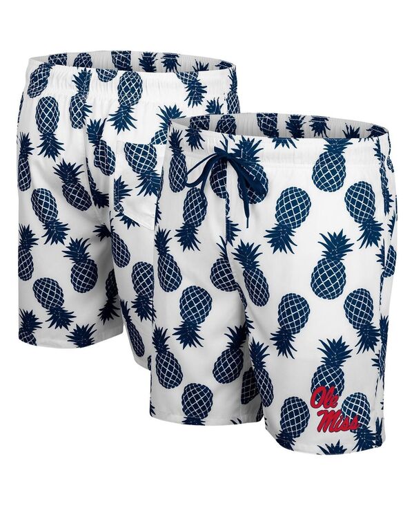 【送料無料】 コロシアム メンズ ハーフパンツ・ショーツ 水着 Men's White Navy Ole Miss Rebels Pineapple Swim Shorts White Navy