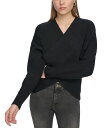 【送料無料】 ダナキャランニューヨーク レディース ニット・セーター アウター Women's Crossover Front Ribbed Sweater Black/Black
