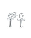 【送料無料】 ブリング メンズ ピアス・イヤリング アクセサリー Minimalist Petite Delicate Religious Symbol of Life Egyptian Ankh Cross Stud Earrings For Women For Men Polished .925 Sterling Silver Silver