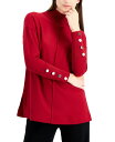 【送料無料】 アンクライン レディース ニット・セーター アウター Petite Button-Trim Mock-Neck Sweater Titian Red